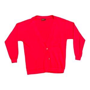 Vintage Trousers Up 100% Acrylic Red V-Neck Cardigan Sweater Mr Rogers Grandpa